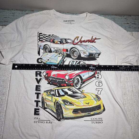 Corvette Chemistry Shirt White Graphic Short Sleeve Cotton LARGE Vintage Retro - Picture 3 of 5